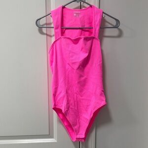 Vibrant Pink Ribbed Bodysuit